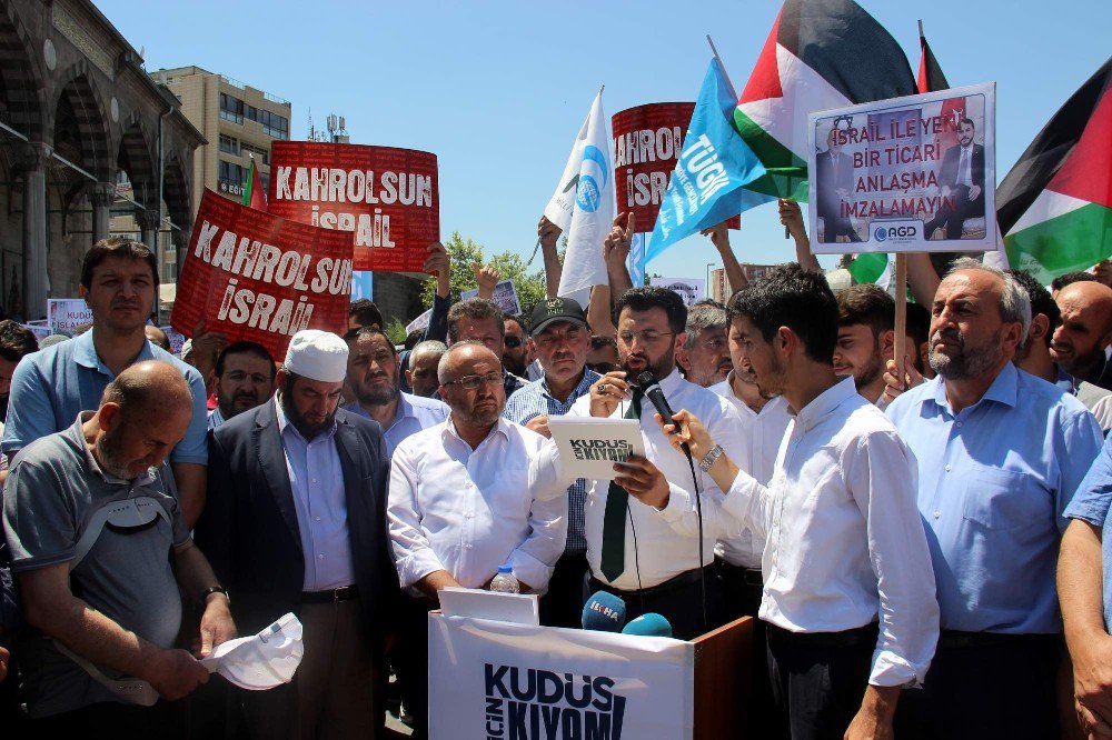 Kayseri’deki Kudüs Protestolarında İsrail Bayrağı Yaktılar