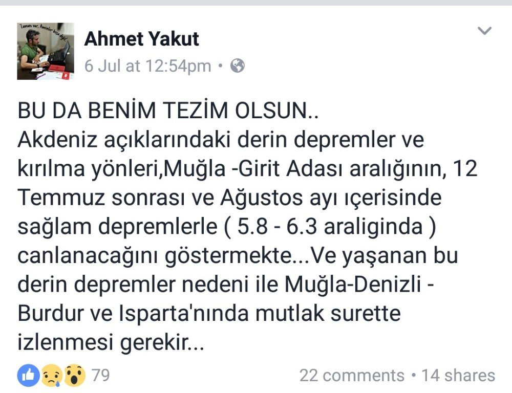 Bodrum Depremini 15 Gün Önceden Tahmin Etti Yeni Deprem İçin Uyardı