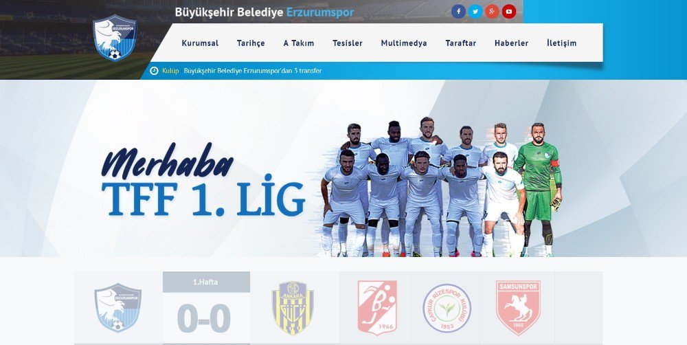 B.b. Erzurumspor’un Resmi Web Sitesi Yayında