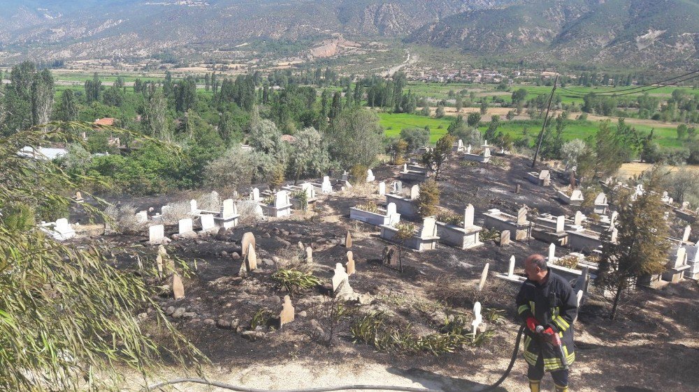 Tosya’da Çıkan Yangın Mezarlara Zarar Verdi