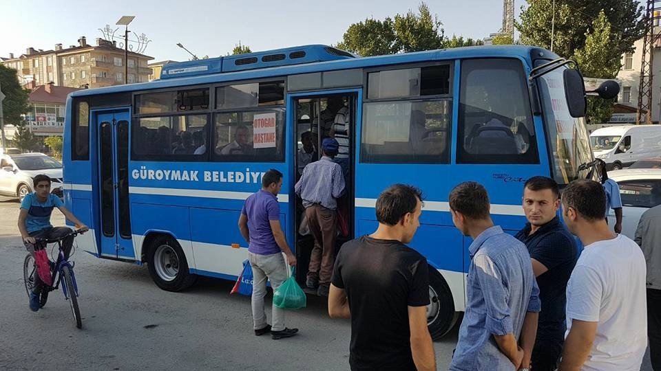 Güroymaklılar otobüse bedava biniyor