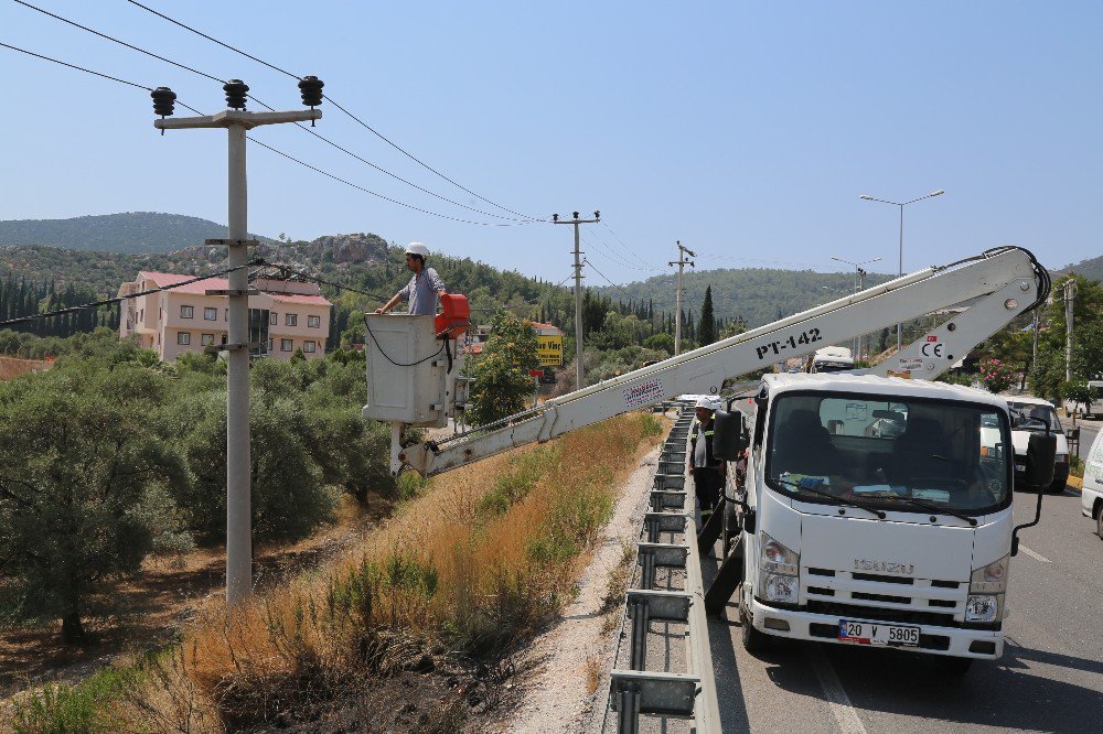 Milas’ta yangın elektrik tellerine zarar verdi