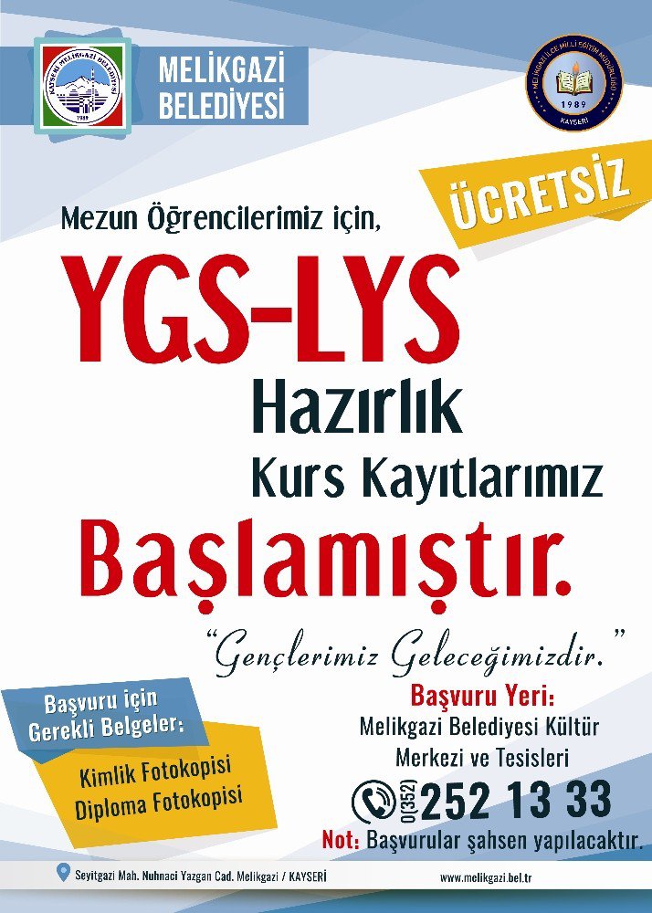 Melikgazi Belediyesi YGS-LYS kurslarına kayıtlar başladı