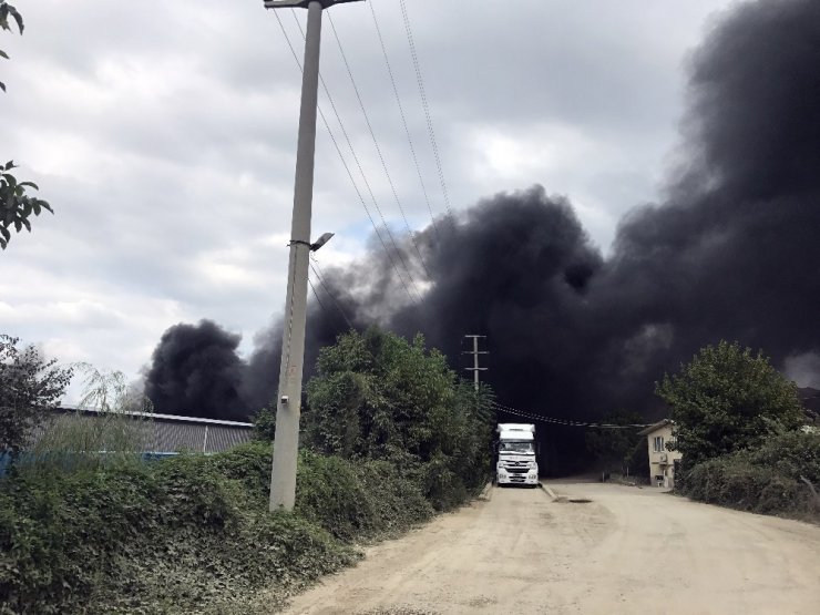 Kimyasal üreten fabrikada çıkan yangın korkuttu