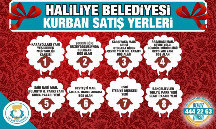 Haliliye’de kurban kesim ve satış yerleri belirlendi