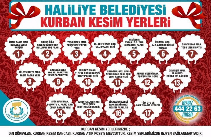 Haliliye’de kurban kesim ve satış yerleri belirlendi