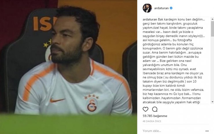 Arda Turan’dan Selçuk İnan’a destek