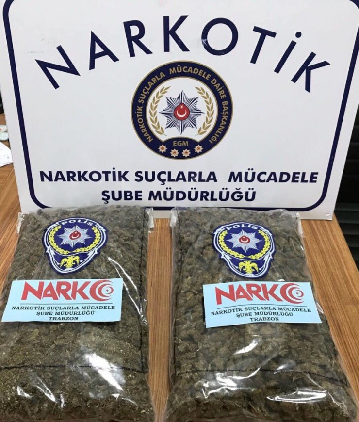 Trabzon’da 2 kilo skunk ele geçirildi