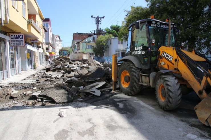 Bafra’da beton yol seferberliği