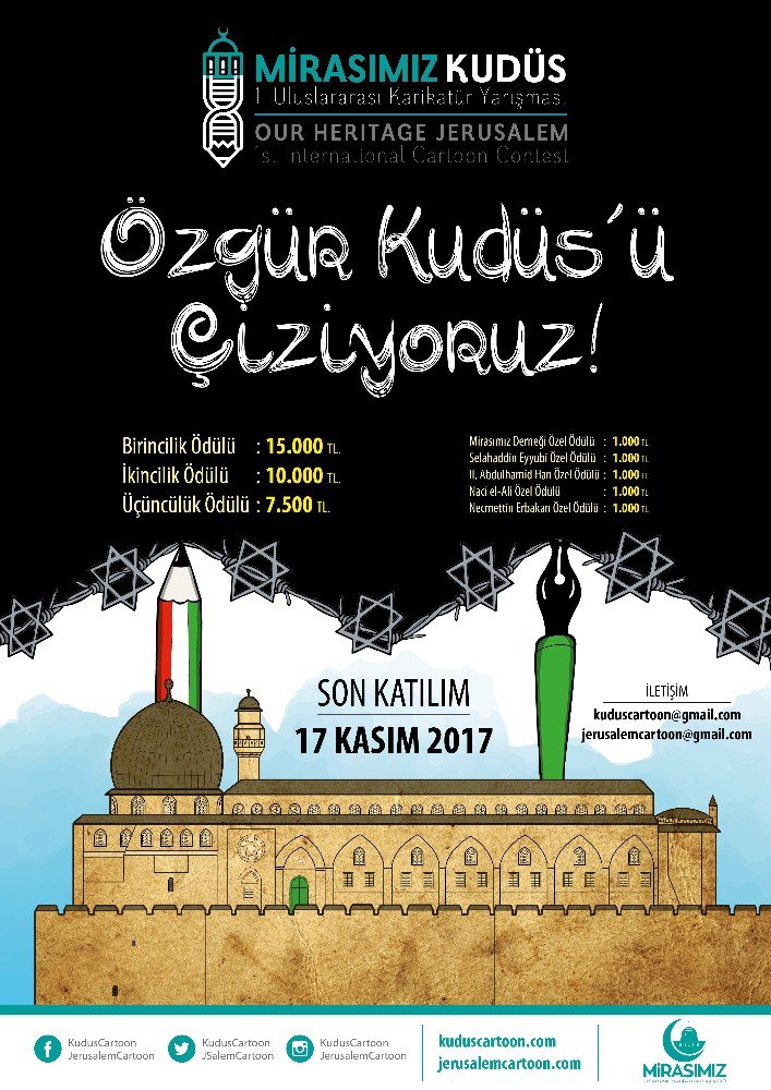 ‘Mirasımız Kudüs’ Uluslararası Karikatür Yarışmasına başvurular başladı