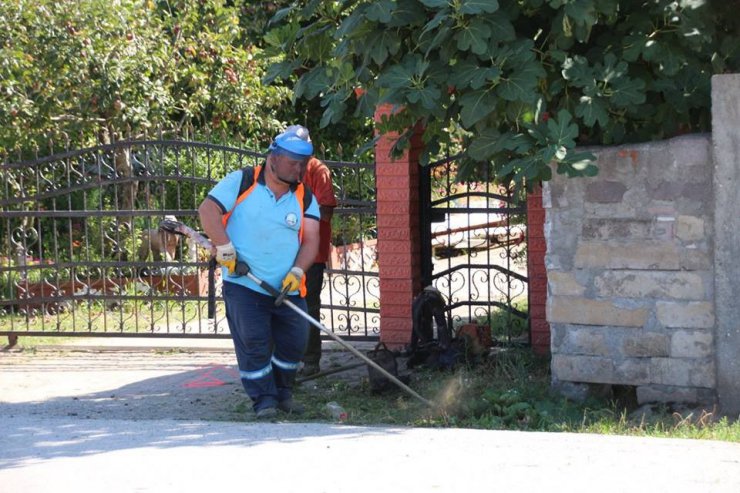 Akçakoca Belediyesi ekipleri uzayan otları temizliyor