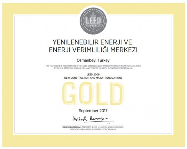 GAP Yenev’e uluslararası altın sertifika ödülü