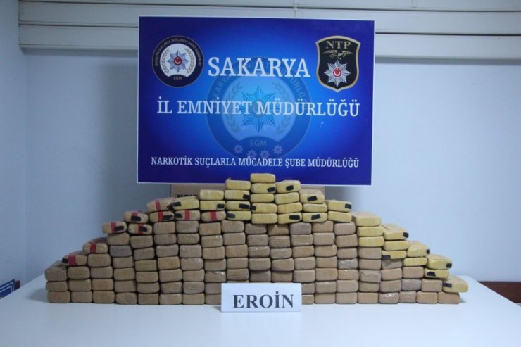 Sakarya’da 72 kilogram eroin ele geçirildi