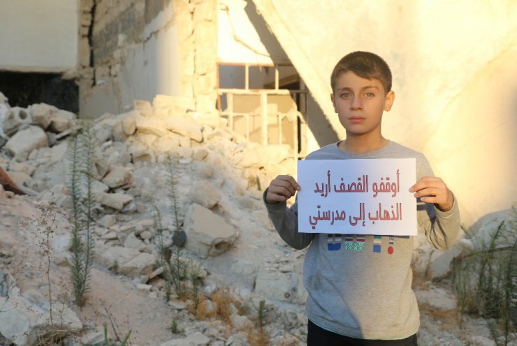 Halepli çocuklardan İHA muhabiri aracılığıyla dünyaya çağrı