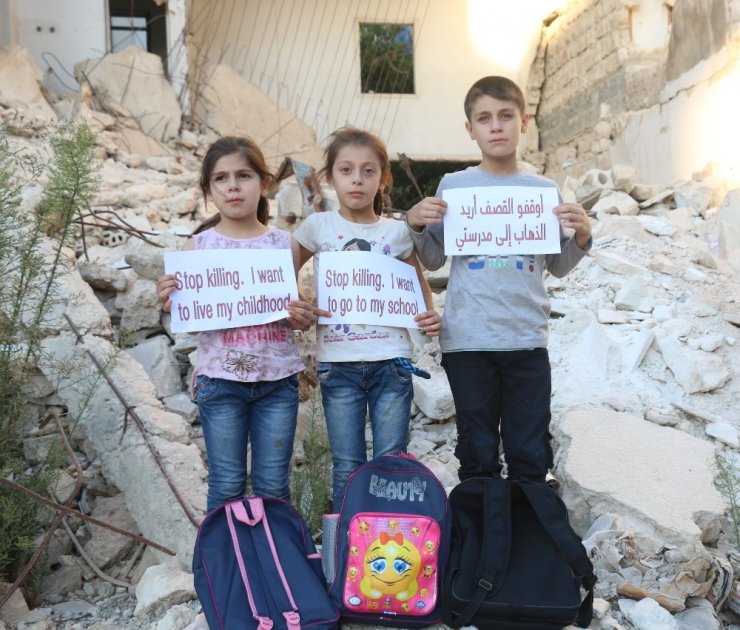 Halepli çocuklardan İHA muhabiri aracılığıyla dünyaya çağrı