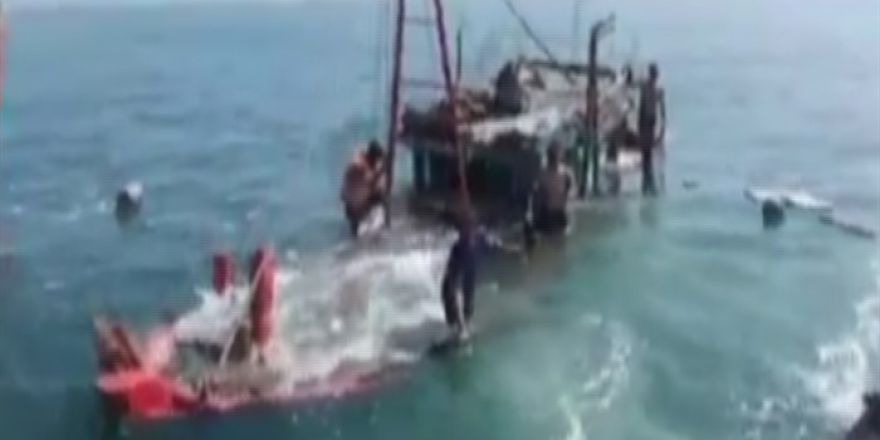 Balıkçı teknesi sulara böyle gömüldü